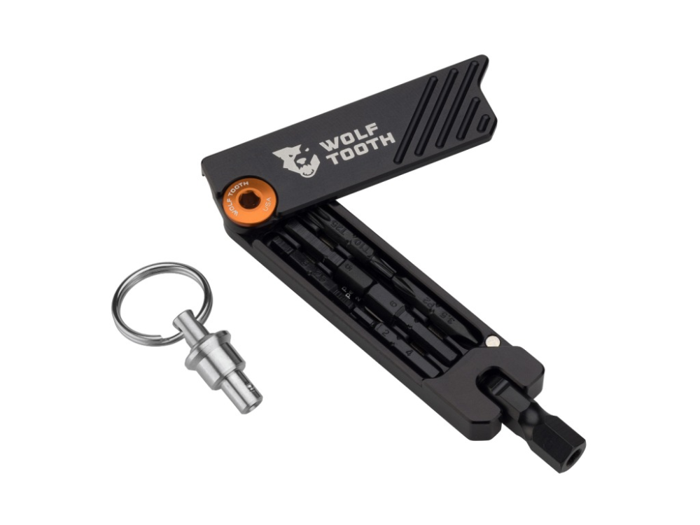 Wolf Tooth 6-Bit Hex Wrench Multi-Tool with Keyring schwarz-orange