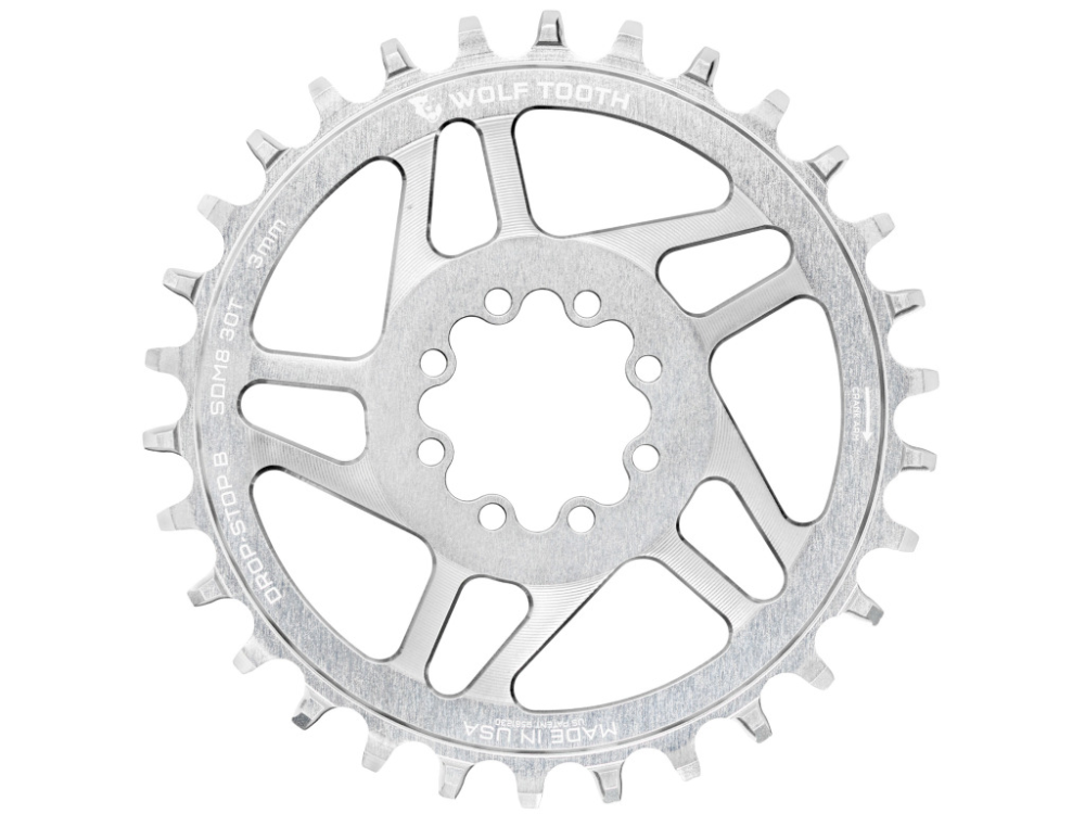 Wolf Tooth Direct Mount Kettenblatt SRAM MTB 8 Bolt Drop-Stop B Raw silver 32 Zähne