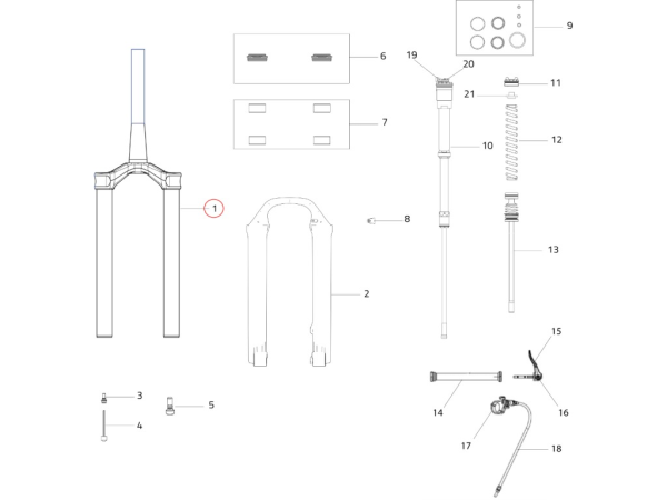 Formula Steerer, Crown, and Stanchion Kit (Black) Selva