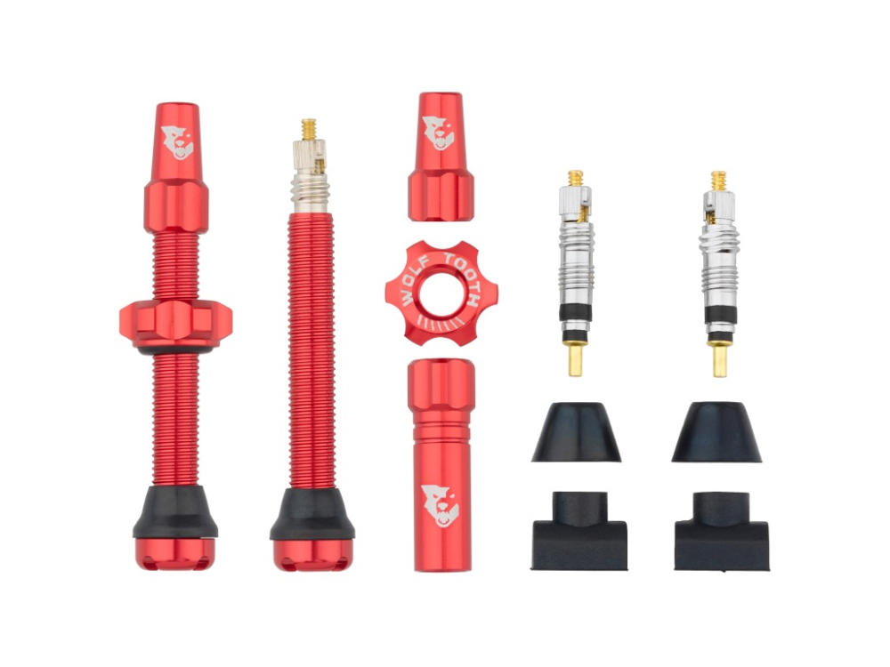 Wolf Tooth Tubless Alu Ventil 40mm Kit rot
