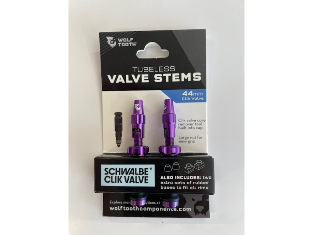 Wolf Tooth Tubeless Valve Stem Kit for Clik Valve 44mm purple