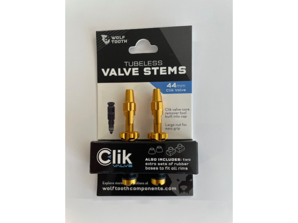 Wolf Tooth Tubeless Valve Stem Kit for Clik Valve 44mm gold