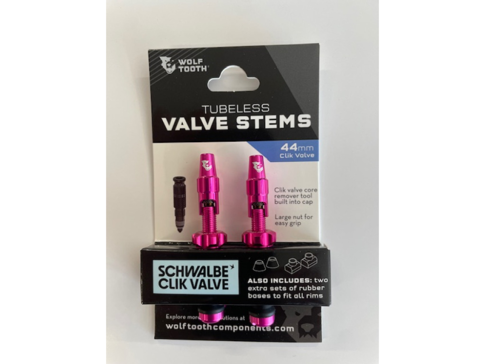 Wolf Tooth Tubeless Valve Stem Kit for Clik Valve 44mm pink